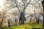 young girl rides on Appaloosa