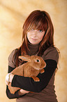 young woman with rabbit