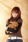 young woman with rabbit