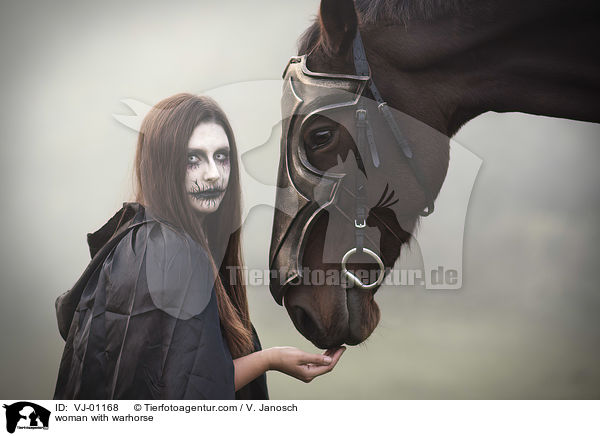 Frau mit Kriegspferd / woman with warhorse / VJ-01168