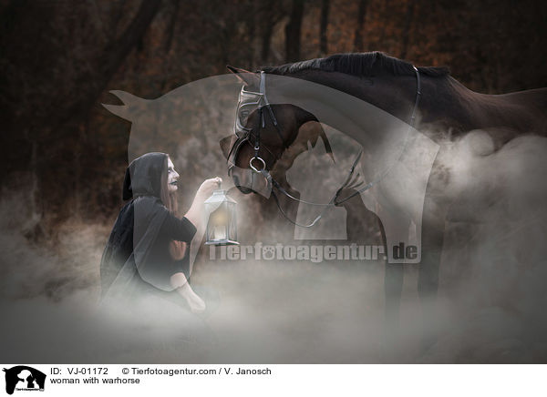 Frau mit Kriegspferd / woman with warhorse / VJ-01172