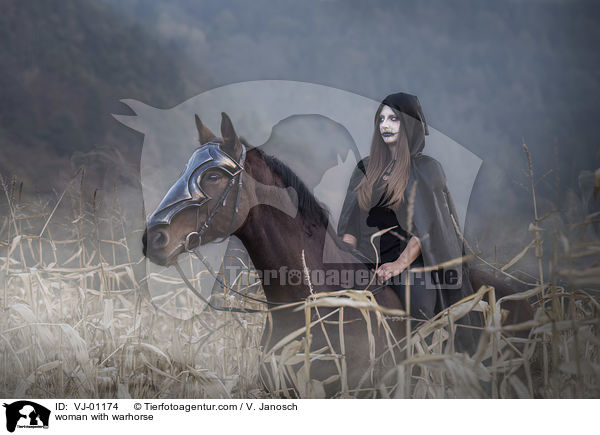Frau mit Kriegspferd / woman with warhorse / VJ-01174