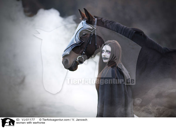 Frau mit Kriegspferd / woman with warhorse / VJ-01177