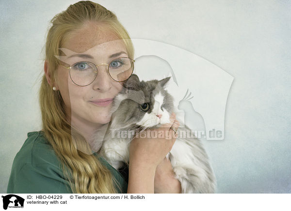 Tierrztin mit Katze / veterinary with cat / HBO-04229