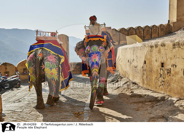 Menschen reiten auf Elefant / People ride Elephant / JR-04269