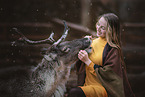 woman with Reindeer