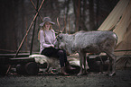 woman with Reindeer