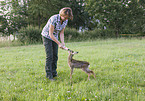 woman with fawn