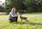 woman with fawn