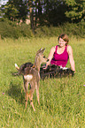 woman with fawn