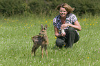 woman with fawn